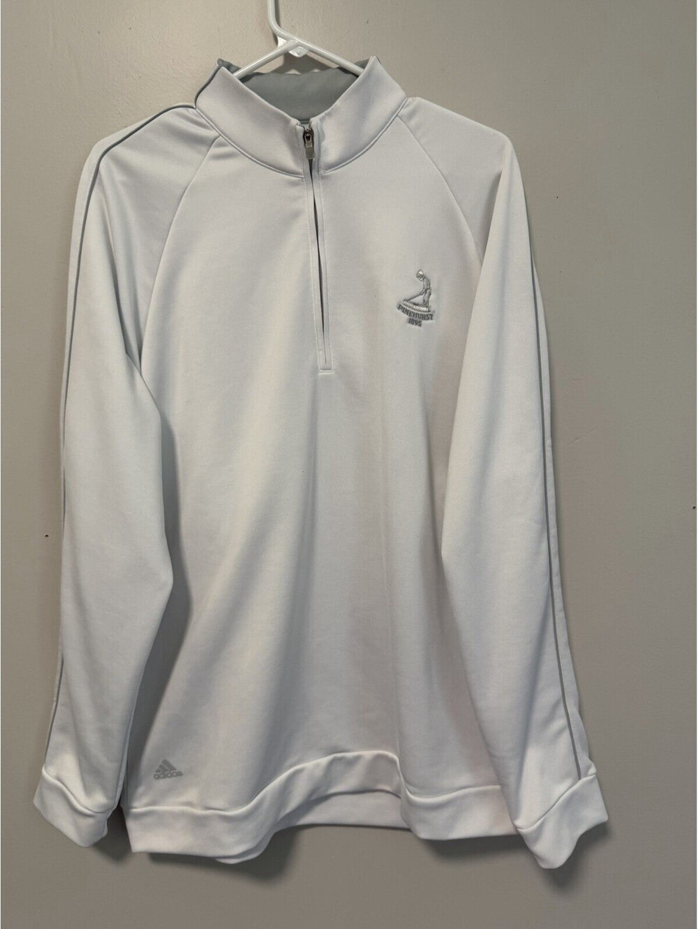 Pinehurst Adidas ClimaLite Golf Pullover L White Long Sleeve 1/4 Zip Pullover